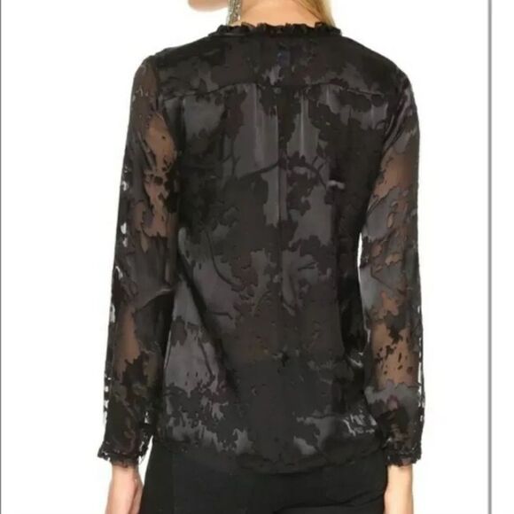 Diane Von Furstenberg Annalise V-neck Ruffle Silk Blend Blouse. - Picture 3 of 4